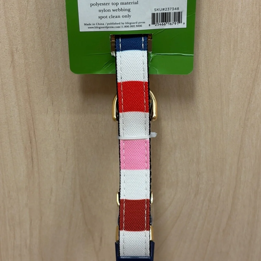 kate spade Kids Stripe Pet Collar in Green, White, Red
